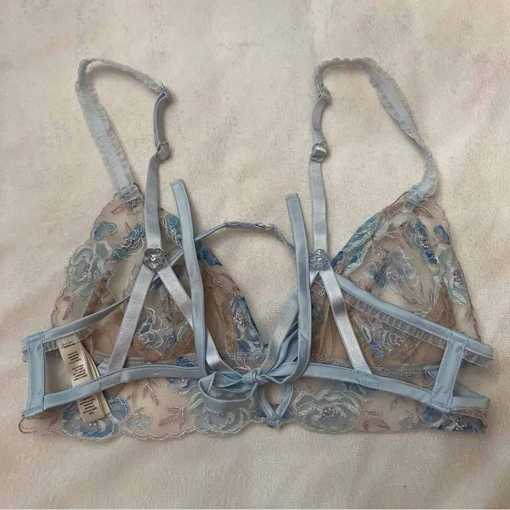 New! For love and lemons sorbet rose lace triangle bralette bra 1402